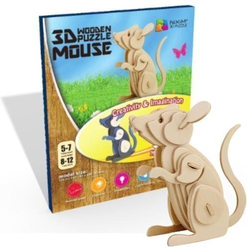 NiXiM Dřevěné 3D puzzleMyš