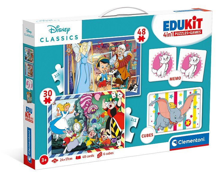 Edukit Disney Classics 4v1 pexeso 48 30 puzzle 6 kostek