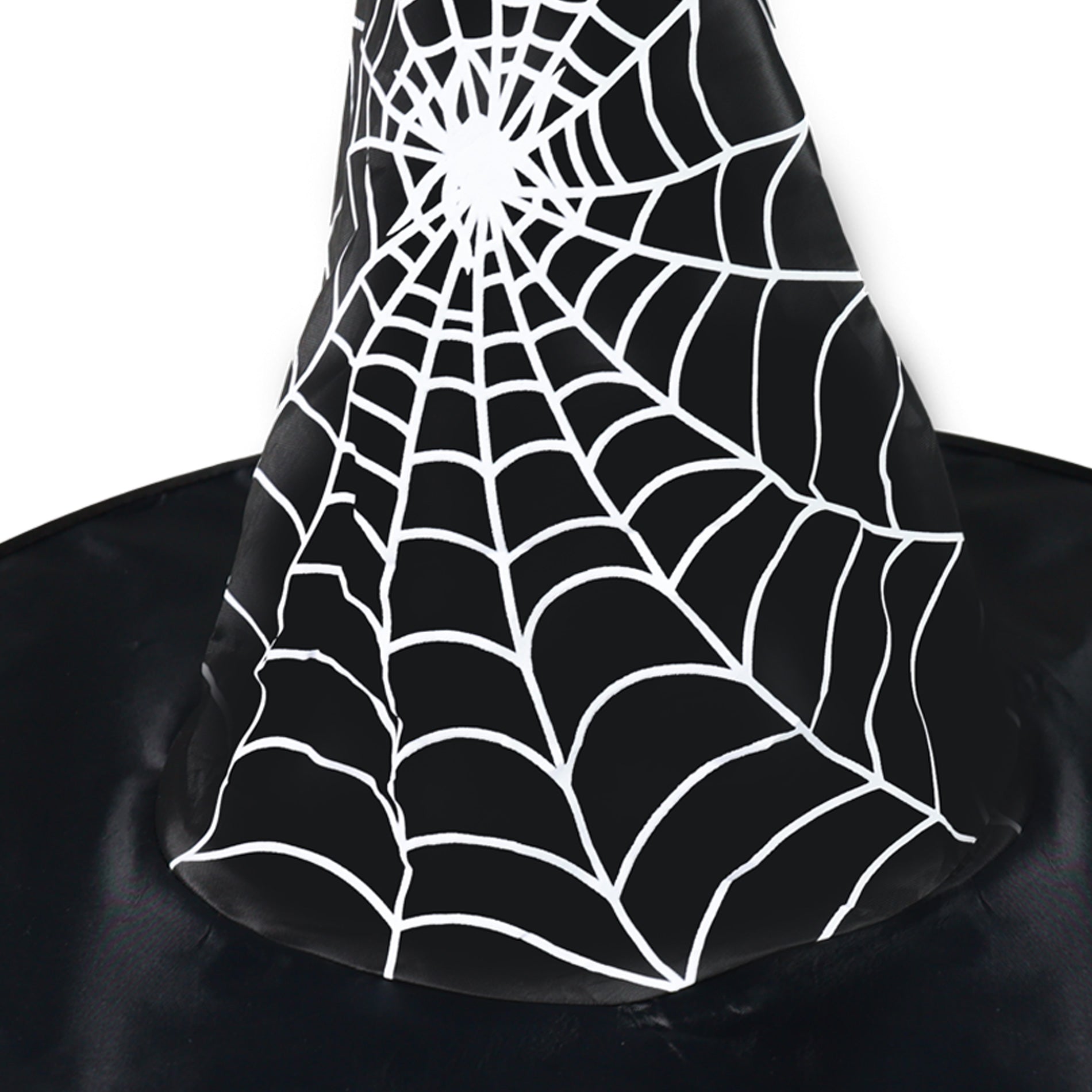 Children's hat with white spiderweb decoration
