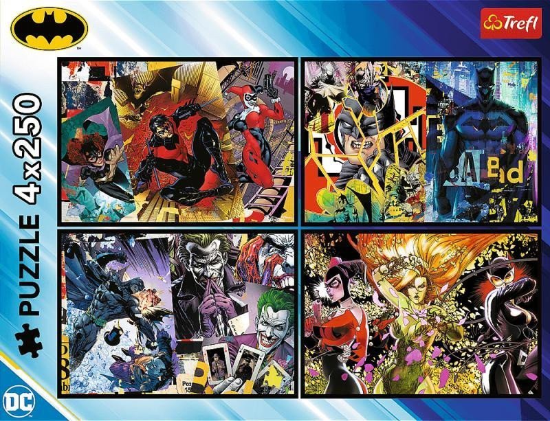 Puzzle Batman v akci4x250 dílků
