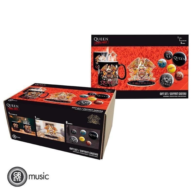 Queen Dárkový set Měnící hrnek Akrylové logo Set odznáčků