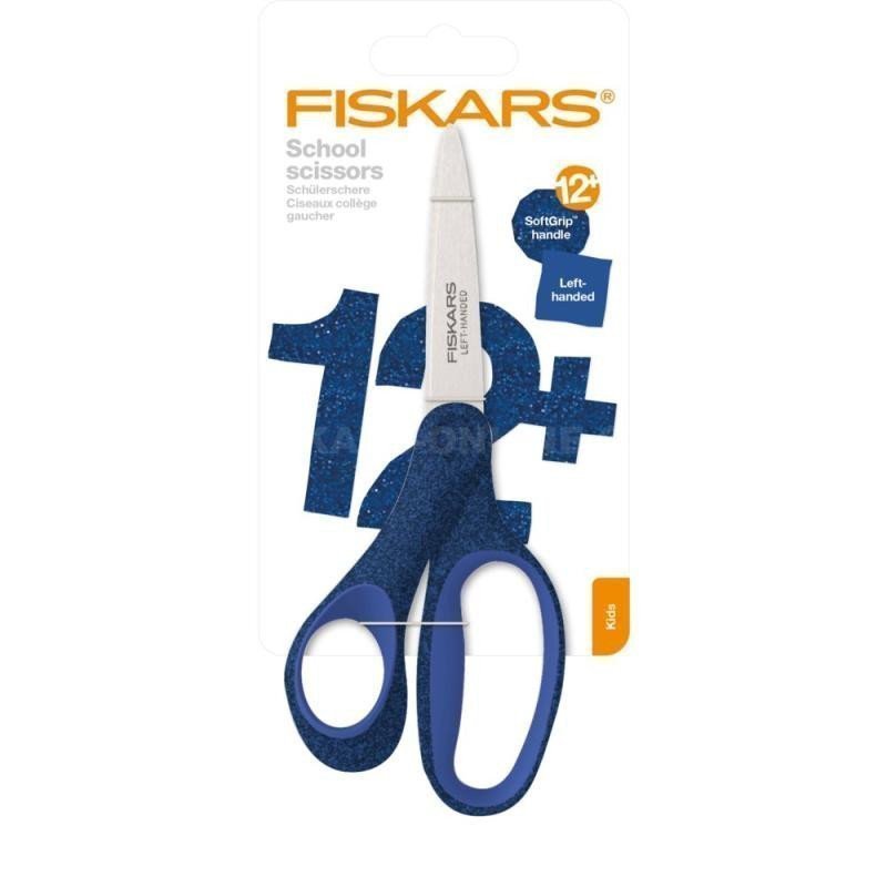 Fiskars Školní nůžky 18 cm pro leváky třpytivě modrá