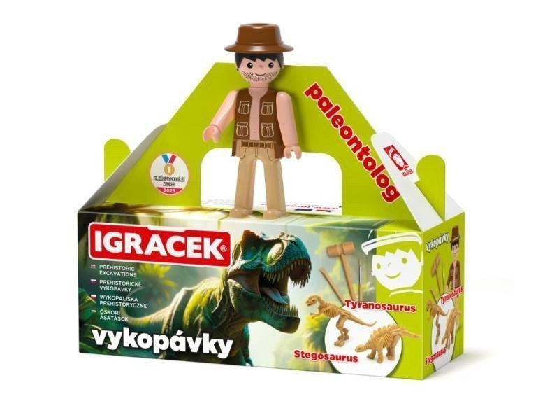 Igráček Paleontolog - figurka s vykopávkami dinosaurů Tyranosaura a Stegosaura