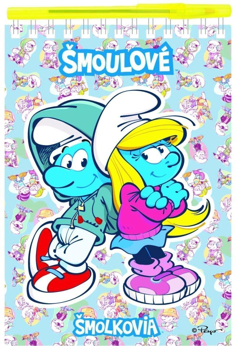 Šmoulové - Psací sada Blok A5 s kroužkovou vazbou kuličkové pero