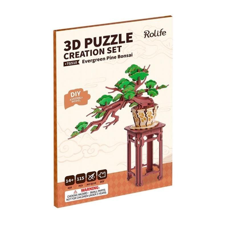 3D Dřevěná skládačka Bonsaj borovice