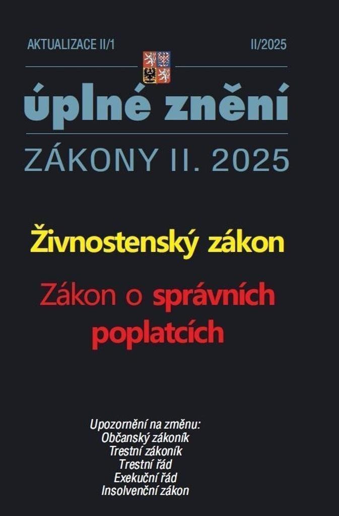Aktualizace II1 2025 Živnostenský zákon - Zákon o správních poplatcích