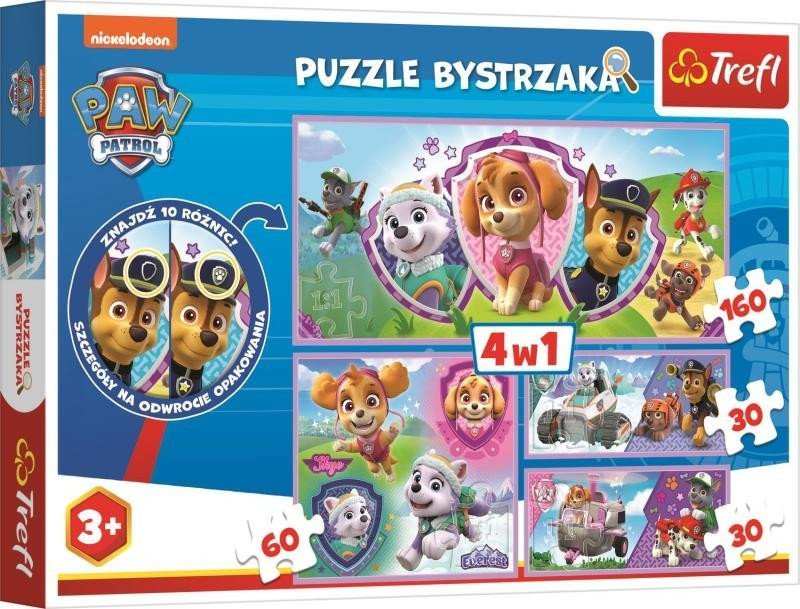 Puzzle s hledáním rozdílů Tlapková patrola 4v1 30 30 60 160 dílků