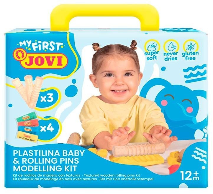 JOVI BABY plastelína 4x38g 3 dřevěné válečky