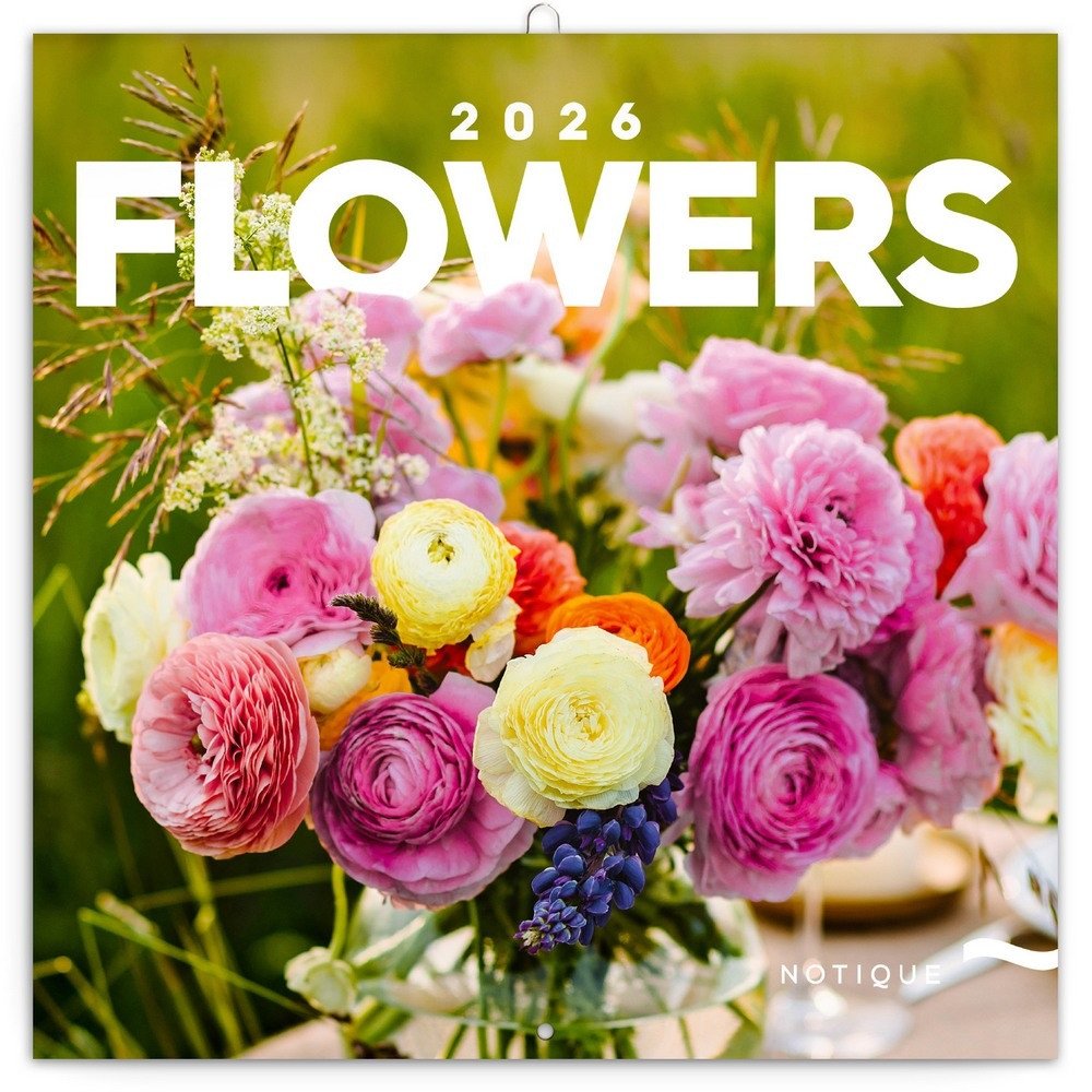 Kalendář 2026 poznámkový Květiny 30 x 30 cm