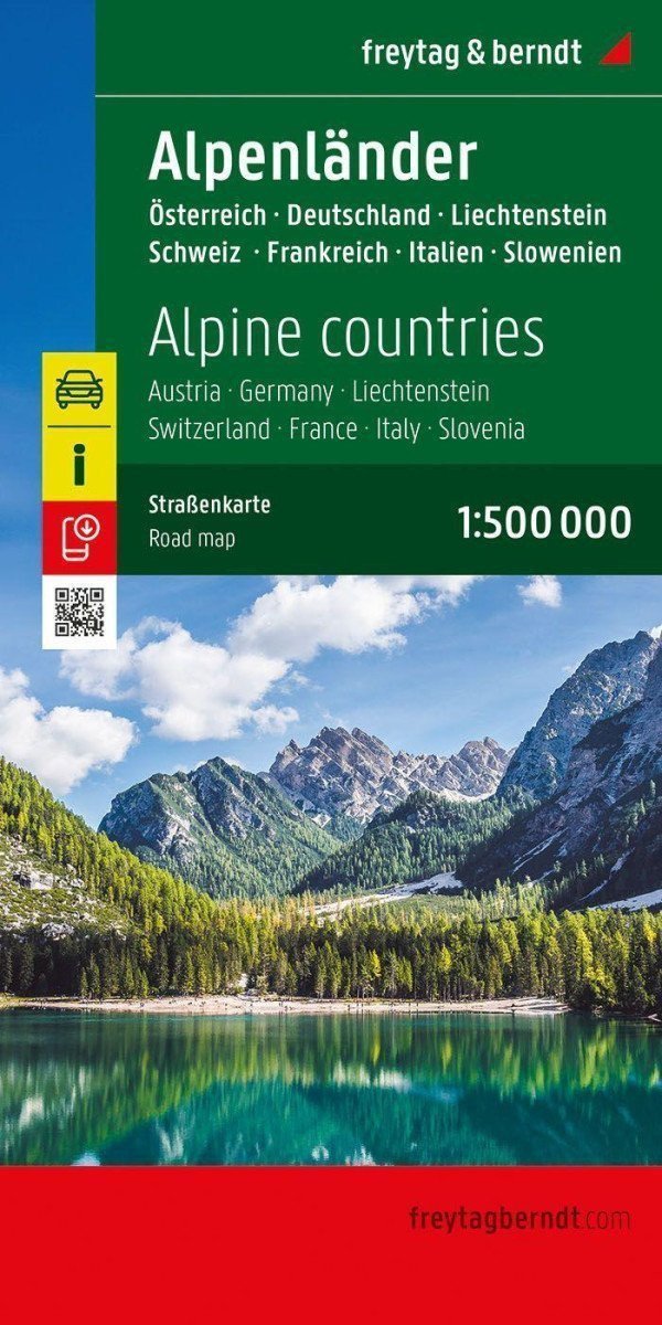 Alpské země 1500 000 silniční mapa