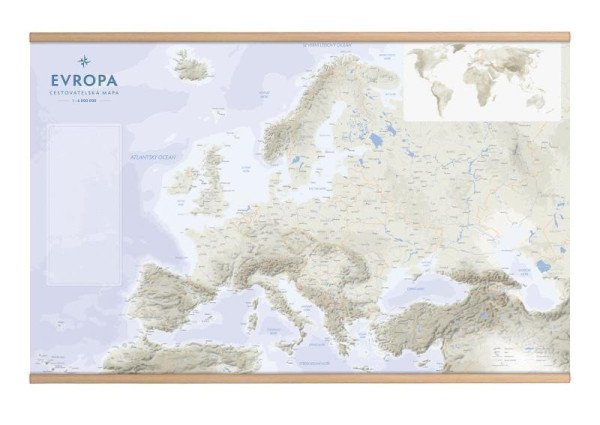 Evropa - Cestovatelská mapa s lištami 1:6 800 000 (2025)