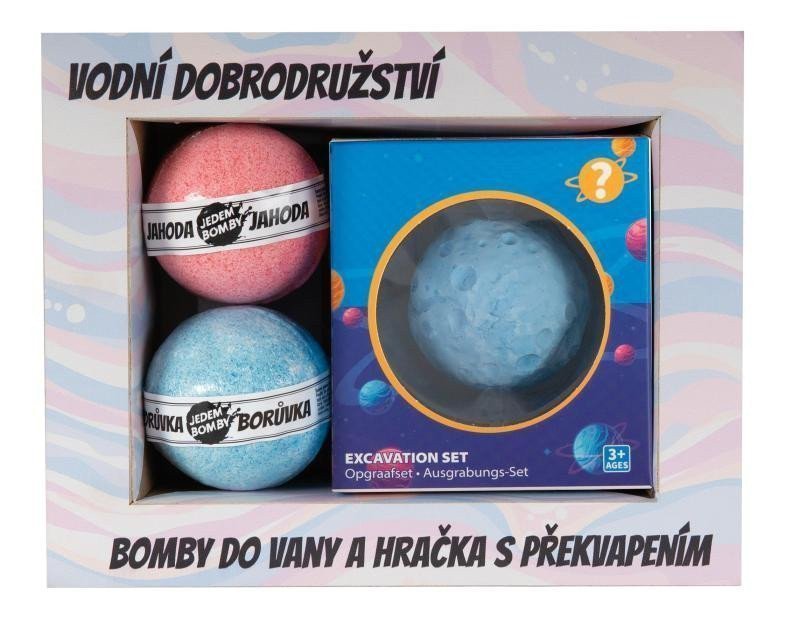 Kosmetická sada pro děti 2x šumivá bomba hračka - sádrová planeta