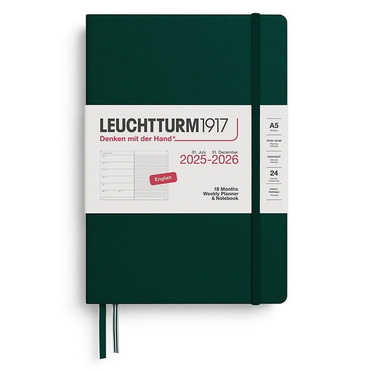 Weekly Planner Notebook 2026 Medium A5 18 Months Forest Green