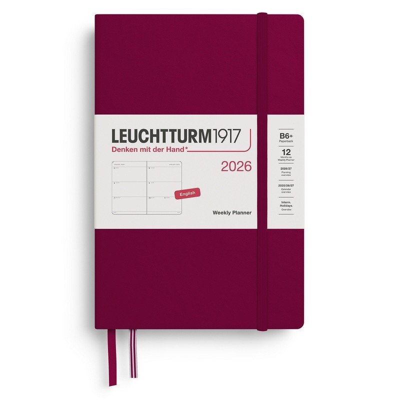 Weekly Planner 2026 Paperback B6 Port Red