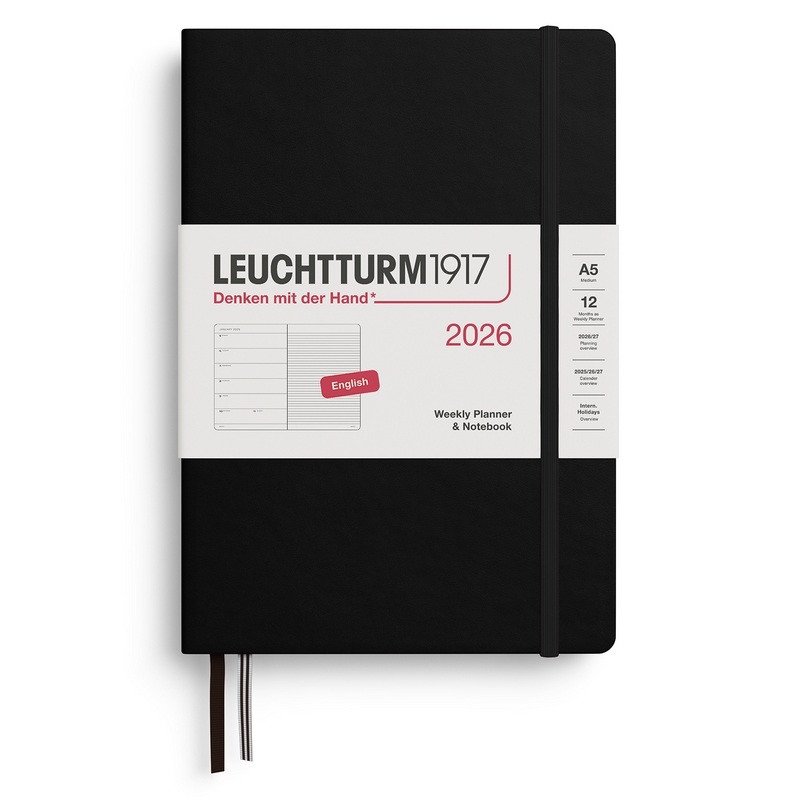 Weekly Planner Notebook 2026 Medium A5 Black