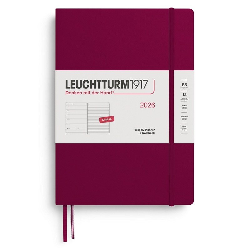 Weekly Planner Notebook 2026 Composition B5 Port Red