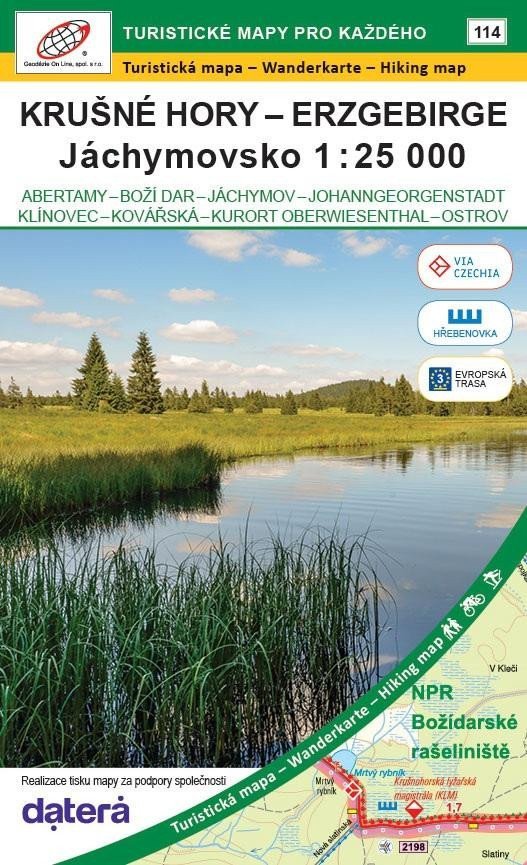 Krušné hory - Erzgebirge Jáchymovsko 125 000 Abertamy Boží Dar Jáchymov Johanngeorgenstat Klínovec Kovářská Kurort Oberwiesenthal Ostrov 114 Turistické mapy pro každého