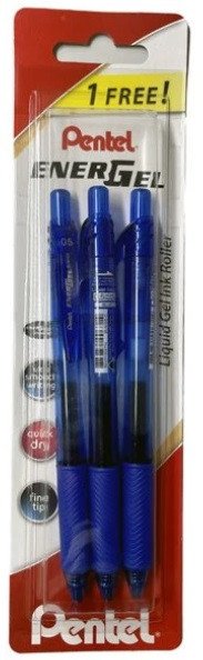 Gelové pero EnerGel Pentel 05 mm modré - sada 3 ks