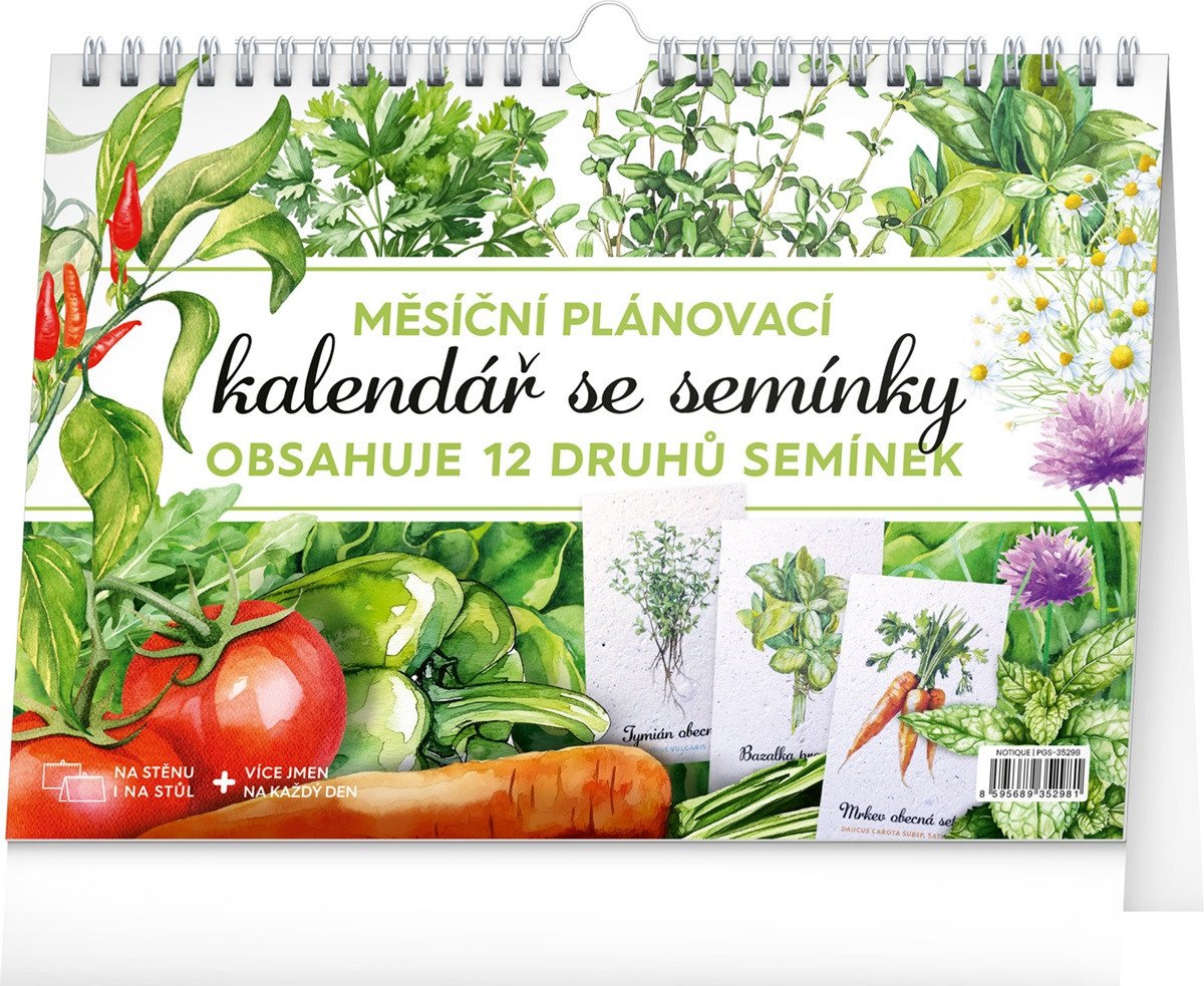Kalendář 2026 Měsíční plánovací se semínky 30 x 21 cm