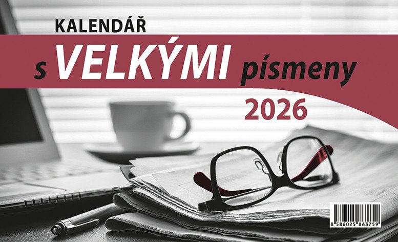 Kalendář 2026 s velkými písmeny stolní 23 x 14 cm