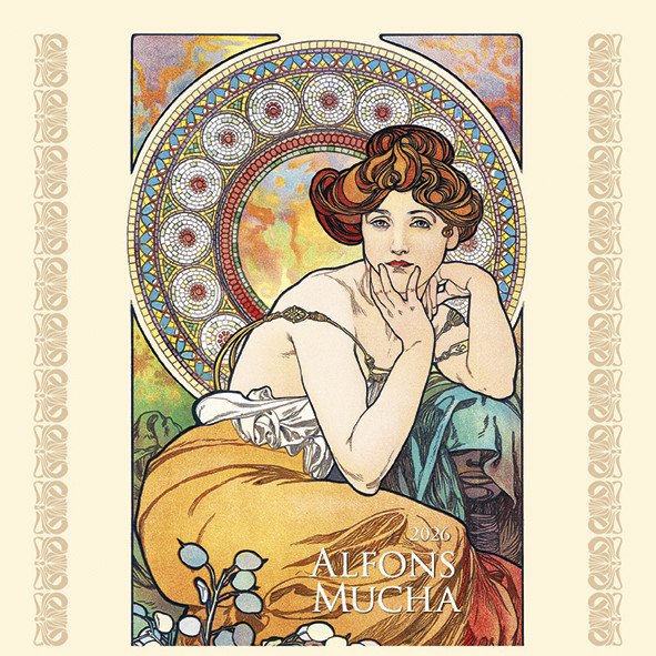Kalendář 2026 Alfons Mucha nástěnný 33 x 33 cm