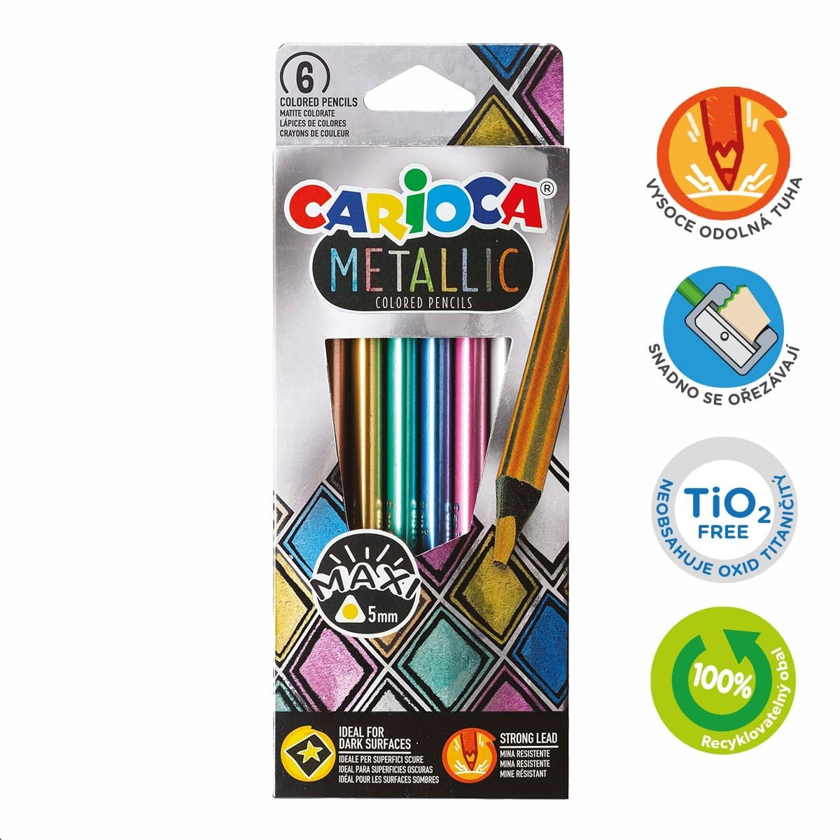 Carioca pastelky trojhranné Metallic - 6 ks