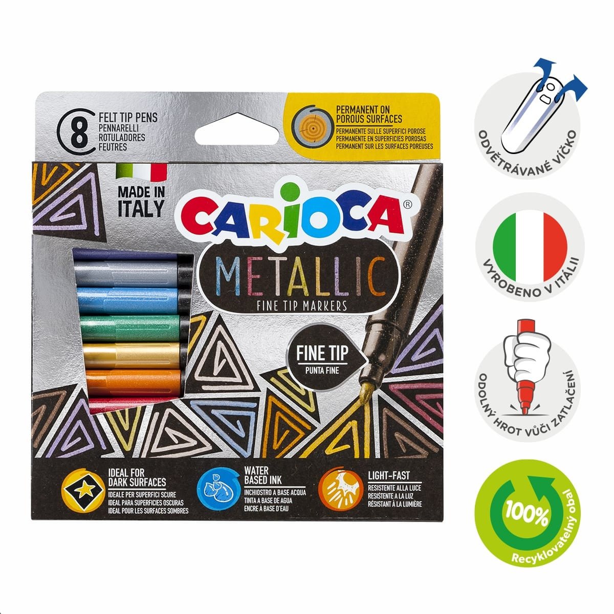 Carioca fixy Metallic tenký hrot - 8 ks