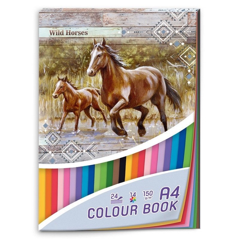 Blok barevných papírů A4 Wild horses