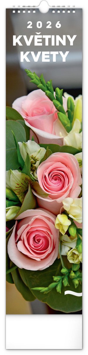 Kalendář 2026 nástěnný Květiny - Kvety 12 x 48 cm