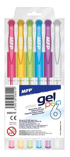 Gelové pero GLITTER - set 6 ks