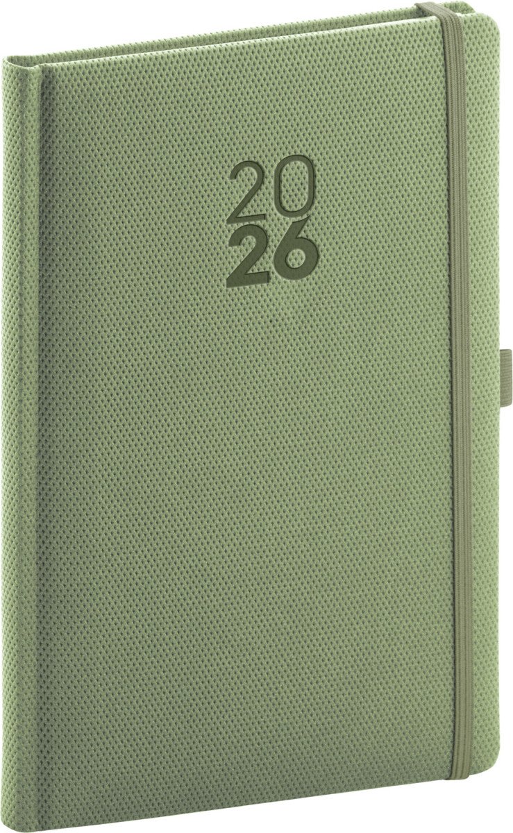Diář 2026 Diamante - olivový týdenní 15 x 21 cm