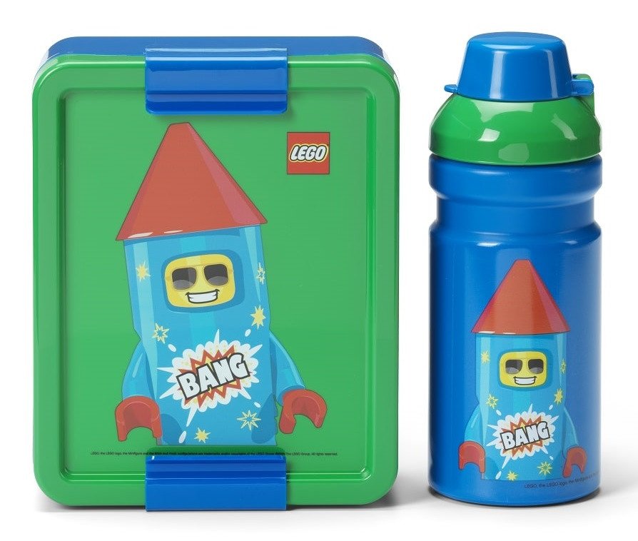 LEGO Rocket svačinový set láhev a box - modrázelená