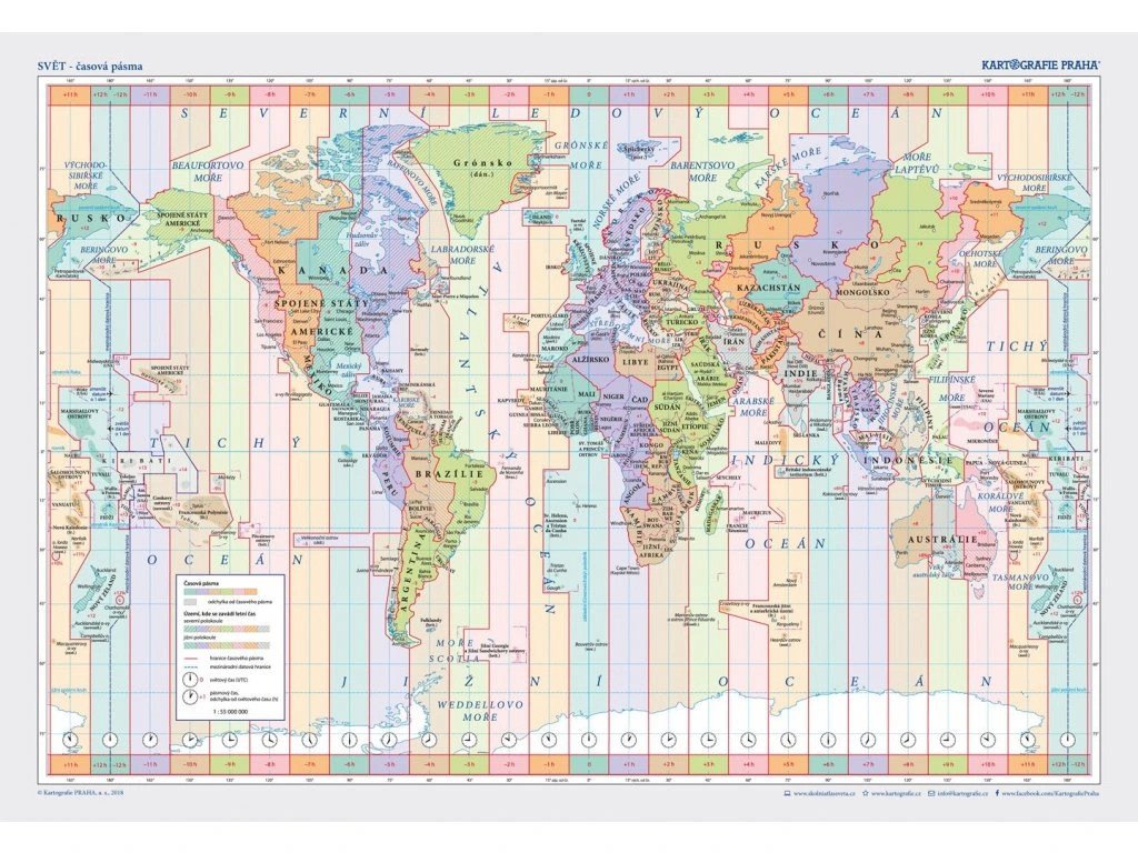 Svět - časová pásma podložka 155 mil