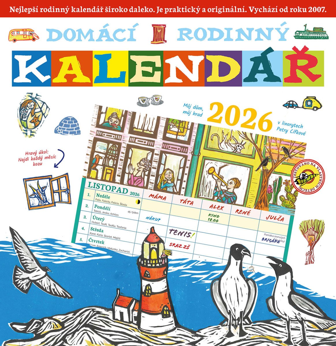 Domácí rodinný kalendář 2026