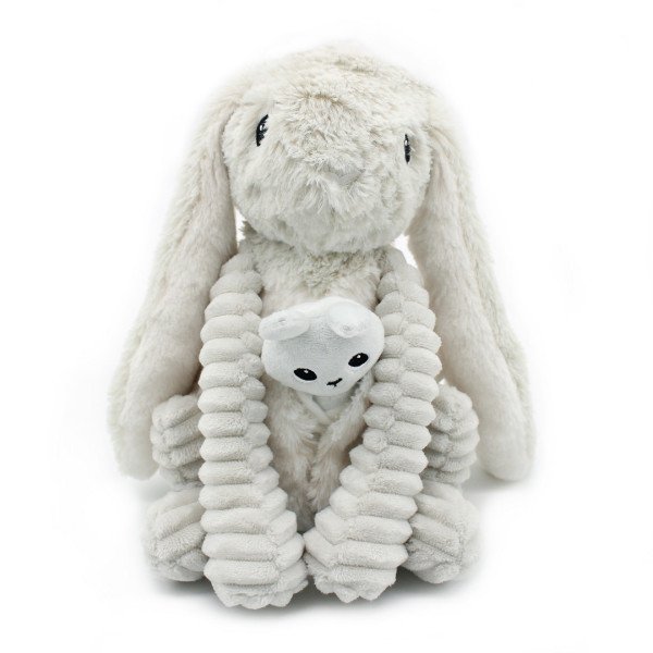 Ptipotos Plyšový králík Toudou šedý (máma s miminkem) 24 cm