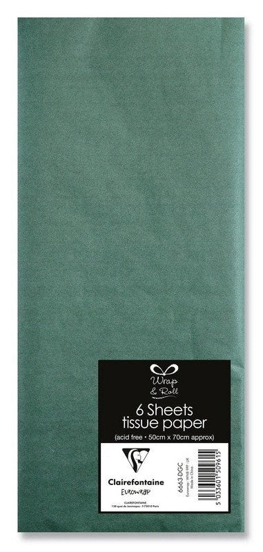 CLAIREFONTAINE hedvábný papír - tm zelený 6 ks 50x70 cm