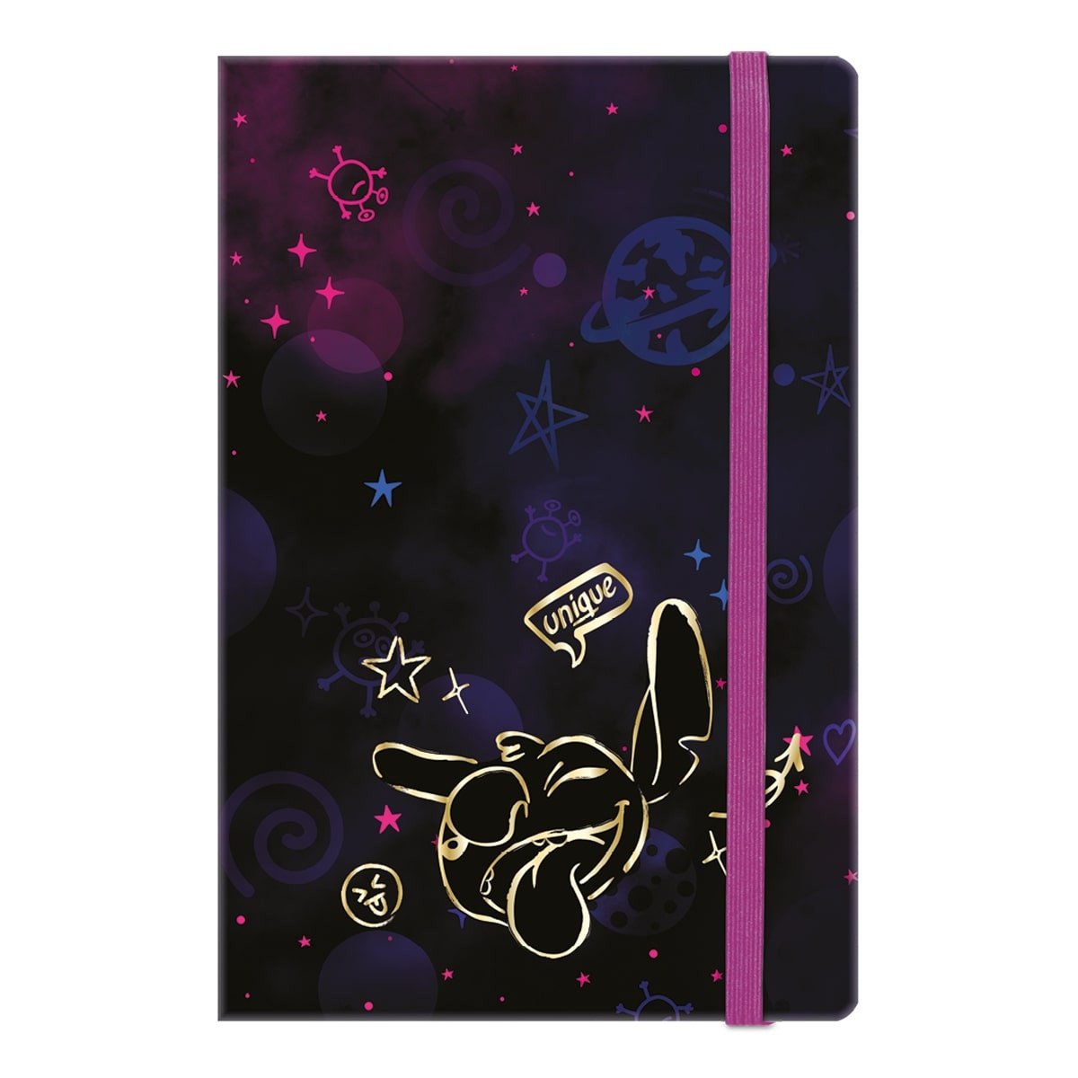 Colorino zápisník s plochou gumičkou A5 - Stitch Gold 1