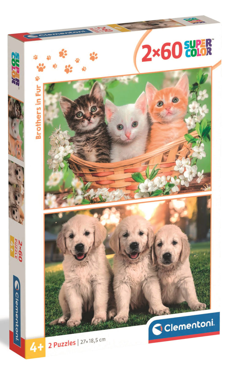 Puzzle Chlupatí sourozenci 2x60 dílků