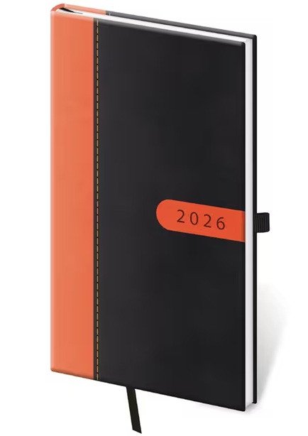 Diář 2026 týdenní kapesní Bora - černooranžová