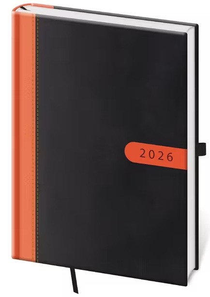 Diář 2026 týdenní A5 Bora - černooranžová