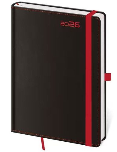 Diář 2026 týdenní B6 Black Red s poutkem