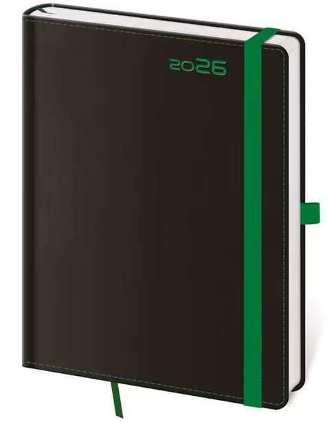 Diář 2026 týdenní A5 Black Green s poutkem