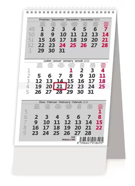 Kalendář stolní 2026 - MINI tříměsíční kalendář ČRSR