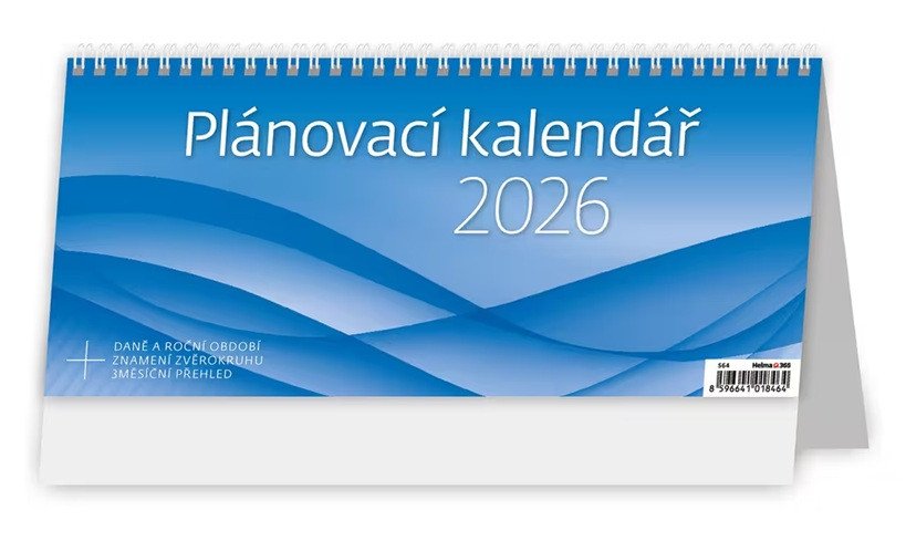 Kalendář stolní 2026 - Plánovací kalendář MODRÝ