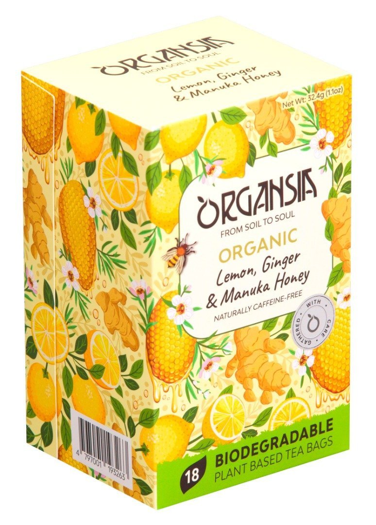 ORGANSIA BIO Lemon Ginger Manuka Honey přebal 18x18g