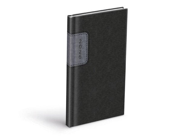 Diář 2026 T806 PU s gumkou gray/dark gray 90x170mm