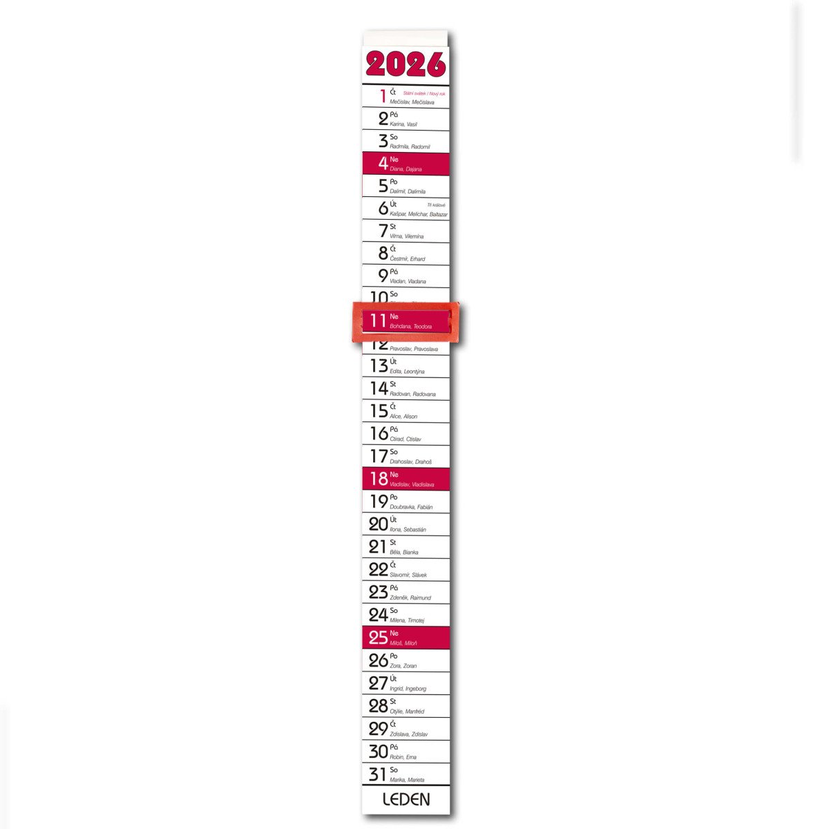 Nástěnný kalendář 2026 vázanka úzká