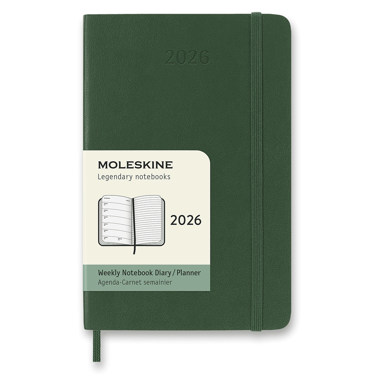 Diář Moleskine 2026 - měkké desky S týdenní tmavě zelený