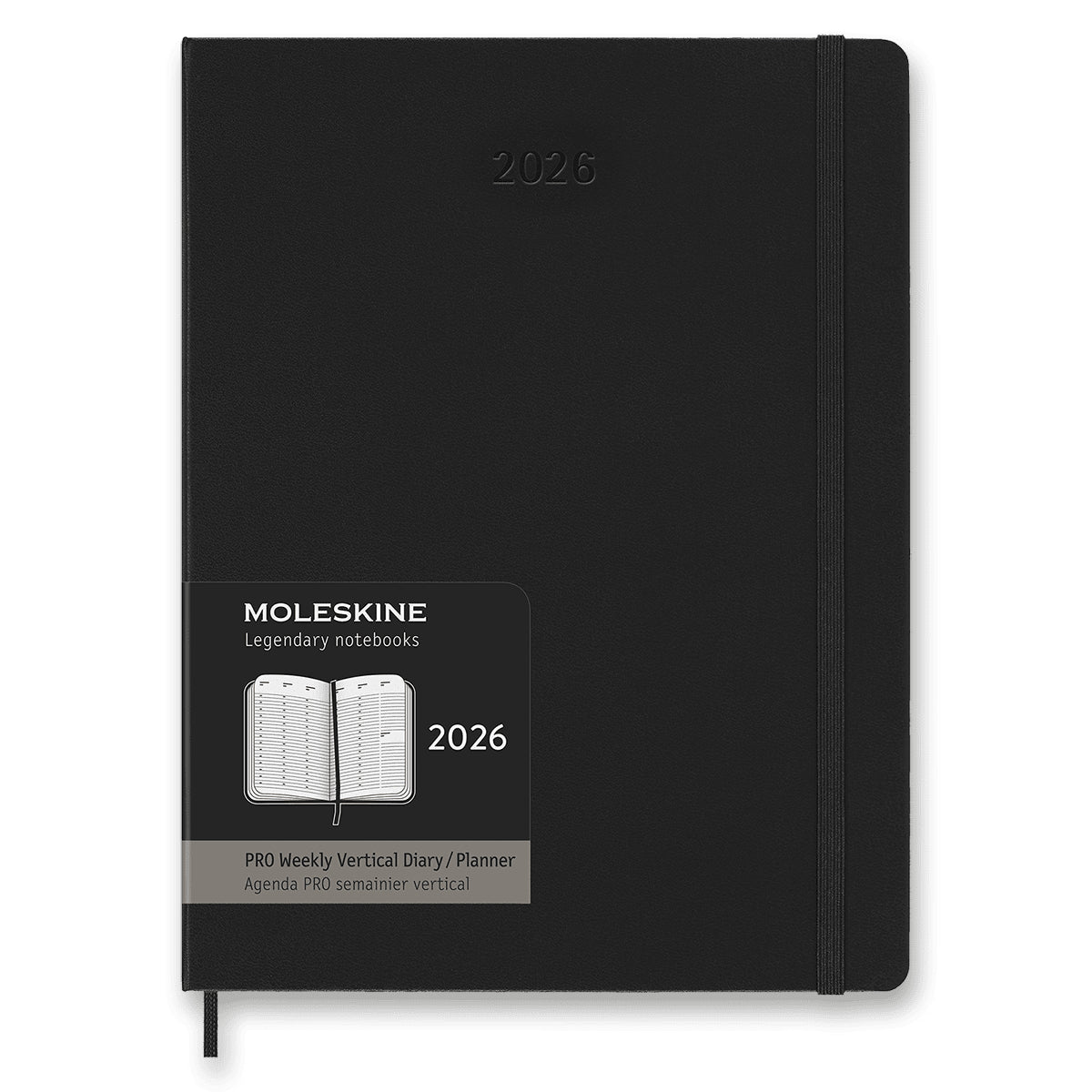 Diář Moleskine 2026 - PRO tvrdé desky XL týdenní vertikální černý