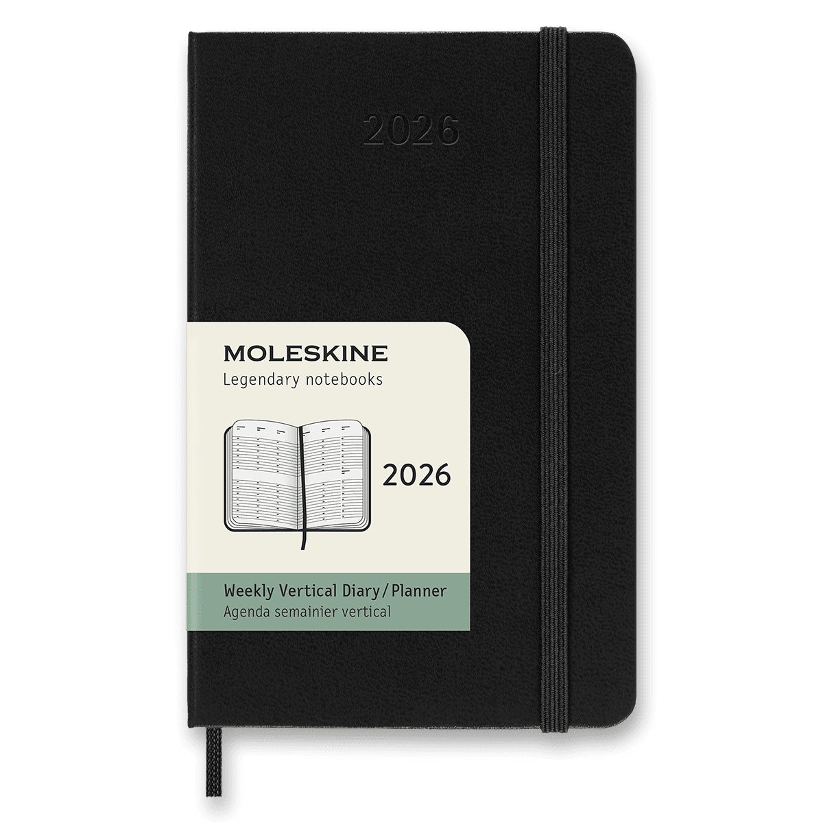 Diář Moleskine 2026 - tvrdé desky S týdenní vertikální černý